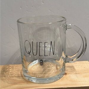 Rae Dunn Queen Bee Clear Glass Mug